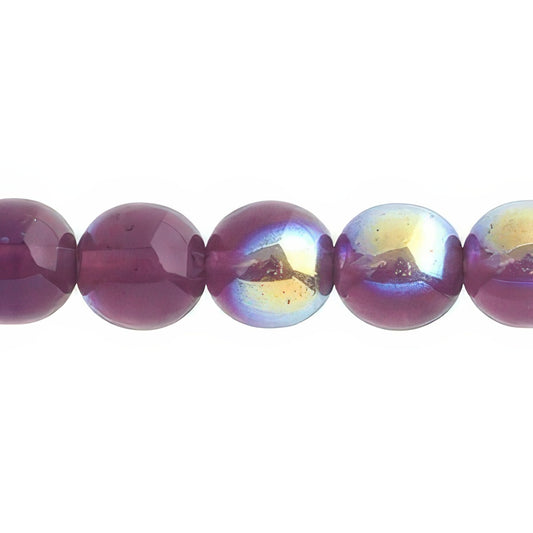 Czech Round Druk Beads 10mm Transparent Amethyst AB 18/strand