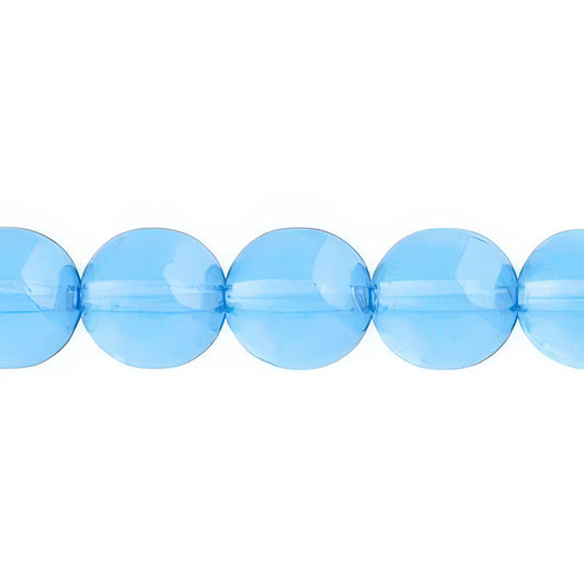 Czech Round Druk Beads 10mm Transparent Aqua 18/strand
