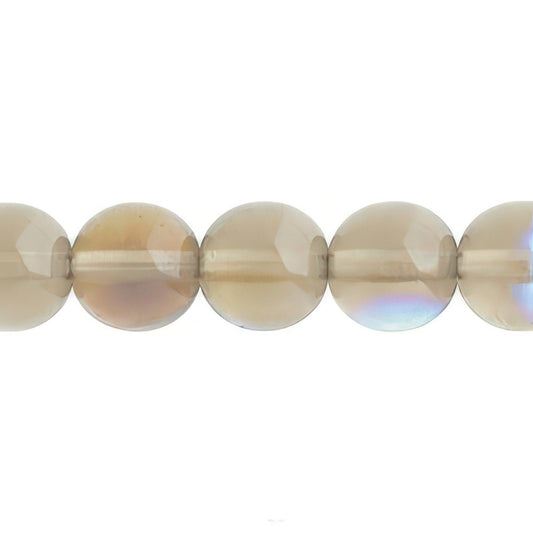 Czech Round Druk Beads 10mm Transparent Black Diamond AB 18/strand