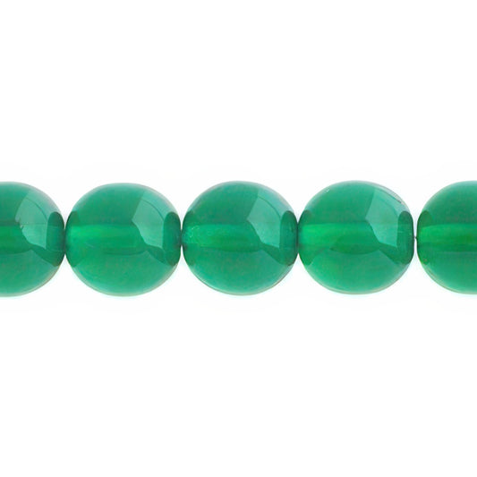 Czech Round Druk Beads 10mm Transparent Emerald 18/strand