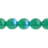 Czech Round Druk Beads 10mm Transparent Emerald AB 18/strand