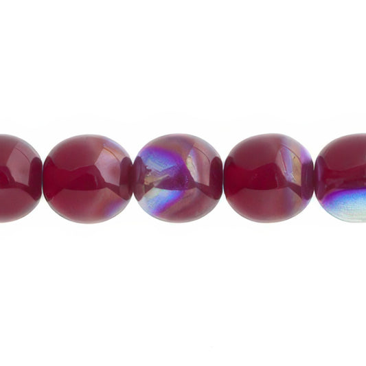 Czech Round Druk Beads 10mm Transparent Garnet AB 18/strand