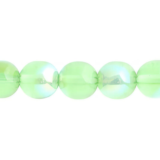 Czech Druk 10mm Perles 18/fil Trans Peridot AB