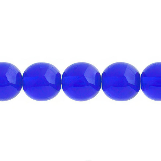 Czech Round Druk Beads 10mm Transparent Sapphire 18/strand