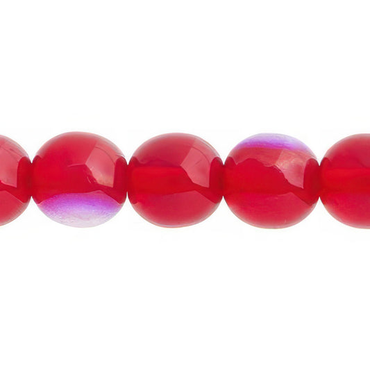 Czech Round Druk Beads 10mm Transparent Siam AB 18/strand