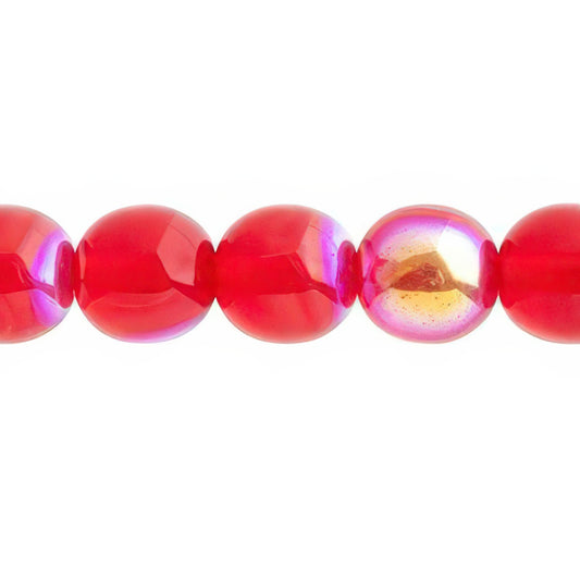 Czech Round Druk Beads 10mm Transparent Light Siam AB 18/strand