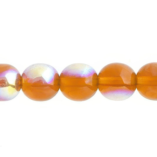 Czech Round Druk Beads 10mm Transparent Topaz AB 18/strand