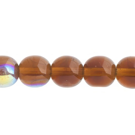Czech Round Druk Beads 10mm Transparent Smoked Topaz AB 18/strand