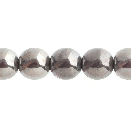 Czech Round Druk Beads 10mm Transparent Crystal Chrome 18/strand
