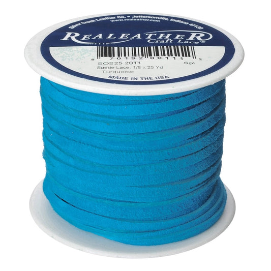 Realeather Suede 1/8" Lace 25yd Turquoise