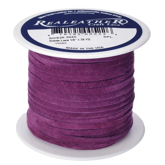 Realeather Suede 1/8" Lace 25yd Violet
