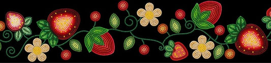 Printed Ribbon 2" Strawberry Black - Per Yard