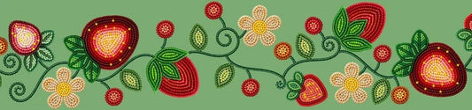 Printed Ribbon 2" Strawberry Sage - Per Yard