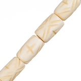 Bone Carved Pipe Beads 0.5" Antique Ivory 16/Strand