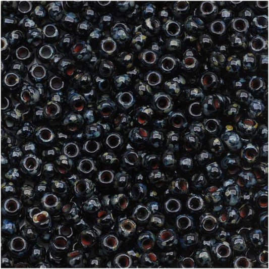 8/0 Toho Seed Beads #Y302 Jet Picasso 8-9g Vial
