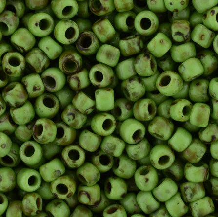 6/0 Toho Seed Beads #Y321F Op Fr Mint Green Picasso 8-9g Vial