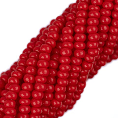 11/0 Czech Seed Beads #34913 Opaque Medium Red 6 Strand Hank