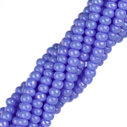 11/0 Czech Seed Beads #35059 Opaque Light Blue AB Natural 12 Strand Hank