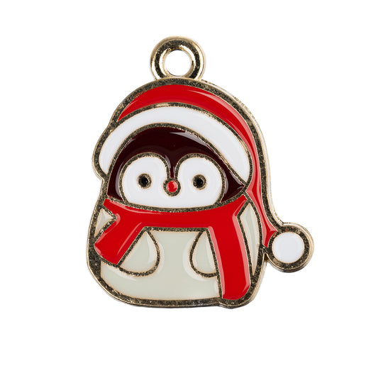 Breloque en métal émaillé pingouin 7/8" 5/pk