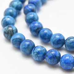 10mm Marble Royal Blue (Natural/Dyed) Beads 15-16" Strand