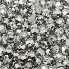 6mm Plastic Facetted Beads 1000/pk - Metallic Silver