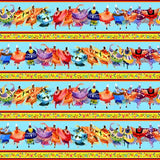 #32000 Shawl Dancers Blue 100% Cotton  - Price Per Half Yard