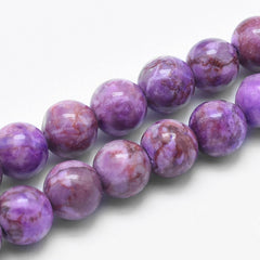 10mm Marble Medium Orchid (Natural/Dyed) Beads 15-16" Strand