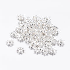 Spacer 4.5mm Flower, Silver Beads 100/pk