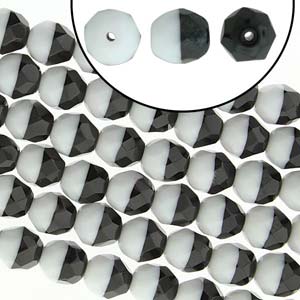 Fire Polished 8mm Duet Black White 20/Strand
