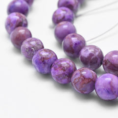 10mm Marble Medium Orchid (Natural/Dyed) Beads 15-16" Strand