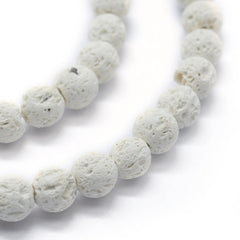 6mm Lava White (Natural/Bleached) Beads 15-16" Strand