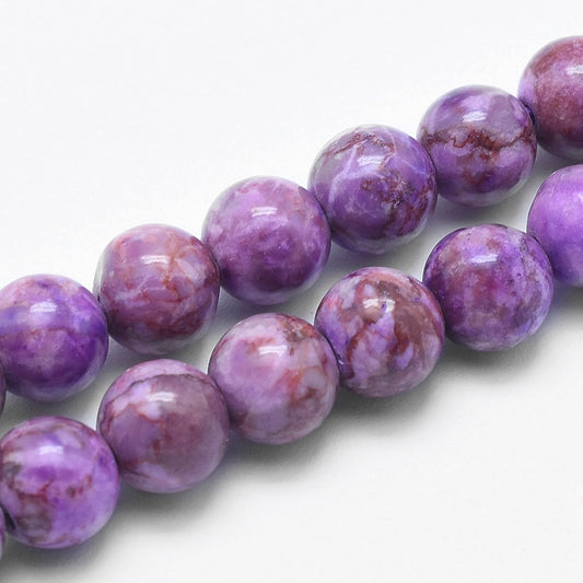 Marble Medium Orchid Beads 8mm Round (Natural/Dyed) 15-16" Strand