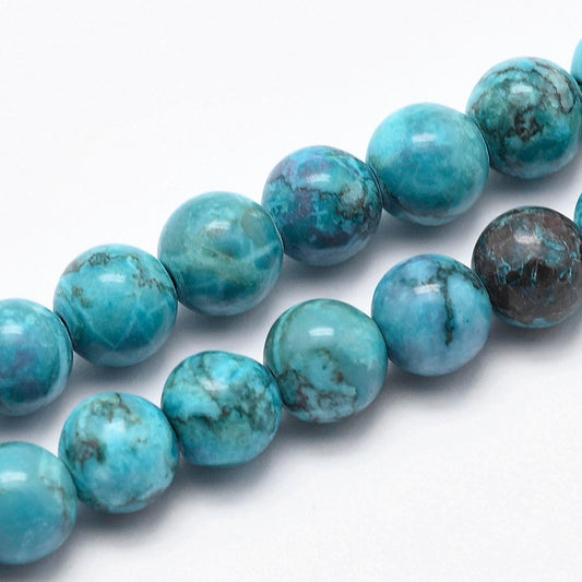 Marble Dark Turquoise Beads 6mm Round (Natural/Dyed) 15-16" Strand