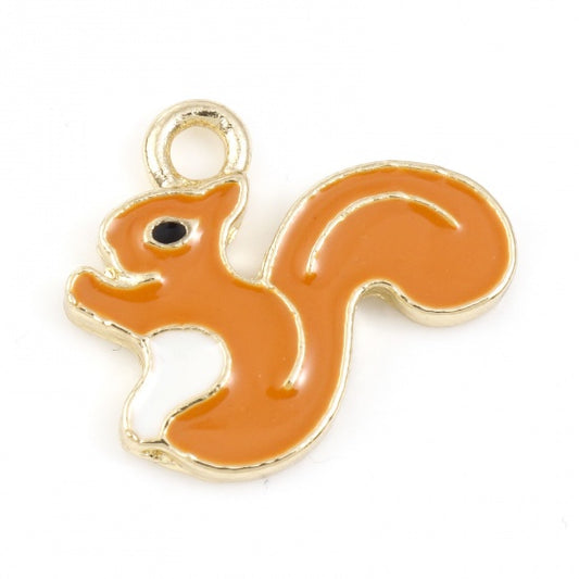 3/4" Squirrel Enamel Metal Charm 5/pk