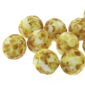 Fire Polished 6mm Chalk Travertine 25/Strand