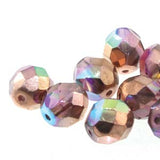 Fire Polished 6mm Light Amethyst Copper Rainbow 25/Strand