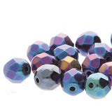 Fire Polished 8mm Jet Rainbow Iris 20/Strand
