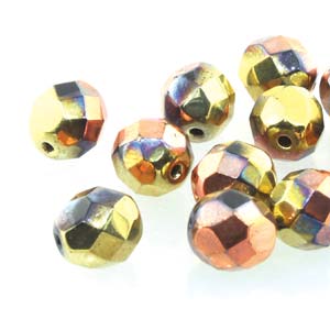 Fire Polished 4mm Jet California Gold Rush 40/Strand