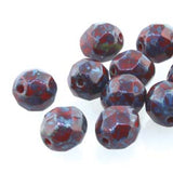 Fire Polished 8mm Red Travertine 20/Strand