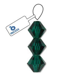 8mm Emerald Preciosa Bicone 5" Strand