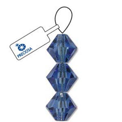 8mm Sapphire Preciosa Bicone 5" Strand