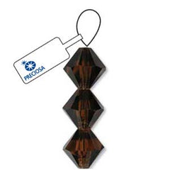 6mm Smoke Topaz Preciosa Bicone 5" Strand