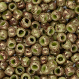 8/0 Toho Seed Beads #1209 Marbled Opaque Avocado/Pink 8-9g Vial