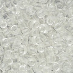 8/0 Toho Seed Beads #2711 Crystal / Bright Blue 8-9g Vial