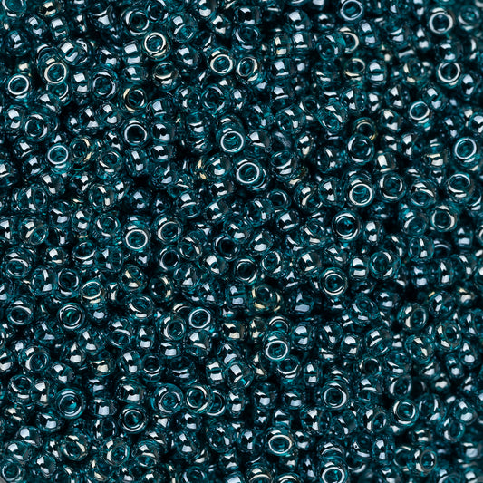 Perles de rocaille Toho 15/0 # 108BD Flacon de 8 à 9 g bleu sarcelle lustré transparent