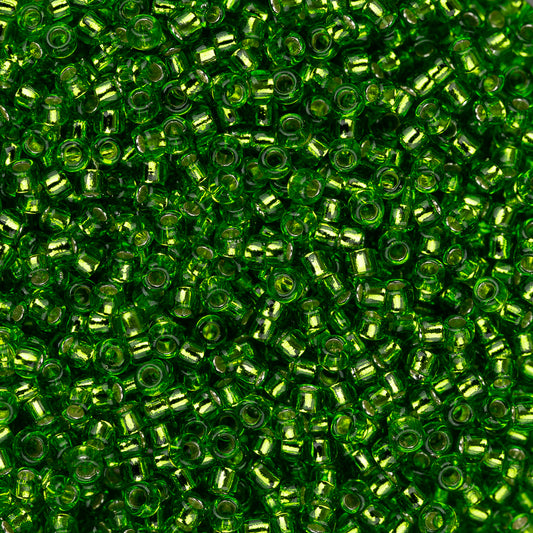 Perles de rocaille Toho 15/0 #27 péridot doublé d'argent flacon de 8-9g
