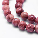Marble Cranberry Beads 10mm Round (Natural/Dyed) 15-16" Strand