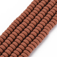 3x6mm Polymer Clay Beads, Brown 15-16" Strand