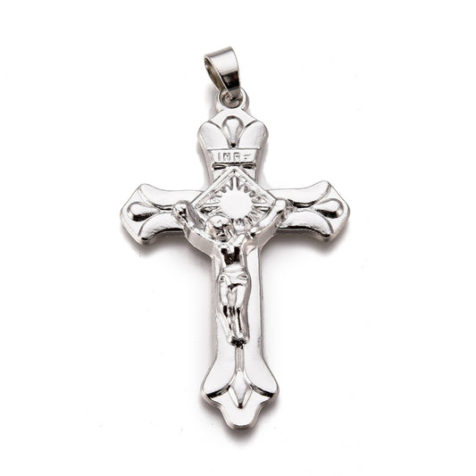 2" Nickel Crucifix Metal Pendant 1/pk