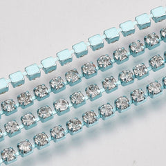 Metal 2mm Pale Turquoise Rhinestone Banding by the Yard